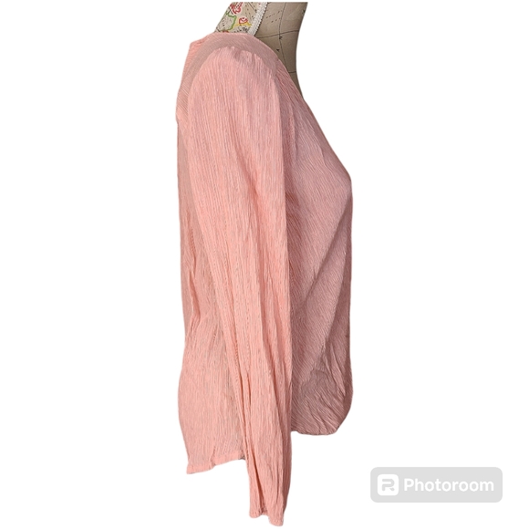 Dress Up Pastel Pink Crinkle Gauze Blouse Size Medium Bohemian Lightweight Top - Picture 11 of 11